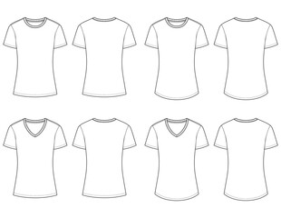 Semi-Fitted Womens Basic T-shirt curved hem technical flats