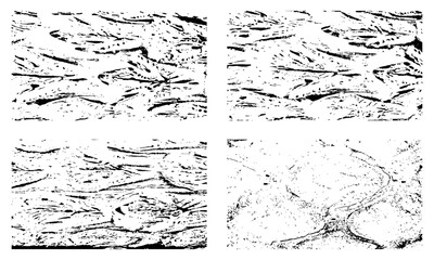 Set of Black Frame Grunge Stain Texture with Splat and Dirty Stripe Banners.