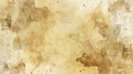 Fototapeta premium Vintage stained parchment paper with distressed ink spatter and shabby faded center in beige