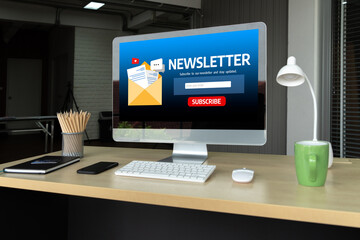 Naklejka premium newsletter signup page on computer for customer to subscribe snugly newsletter update information to subscriber