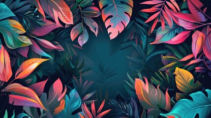 Stylish design of foliage in colorful border for text ideal for postcards or posters