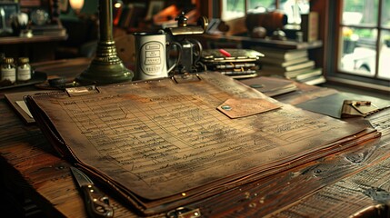 Vintage Leather-Bound Journal on a Wooden Desk