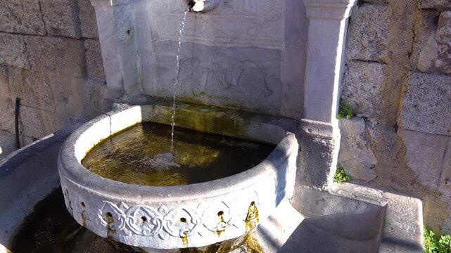 Beautiful closeup view of a fountain in Rhodes