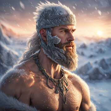 Man in the snow with frozen beard