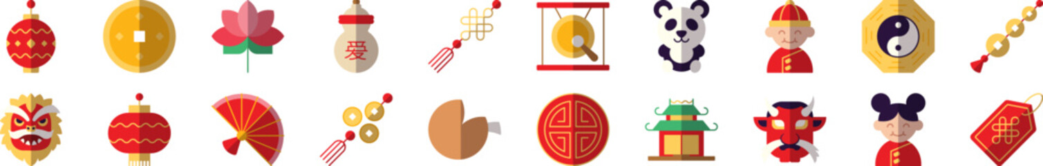 Chinese New Year Flat Images. Suitable for infographics, books, banners and other designs