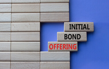 Initial Bond Offering symbol. Concept words Initial Bond Offering on wooden blocks. Beautiful...