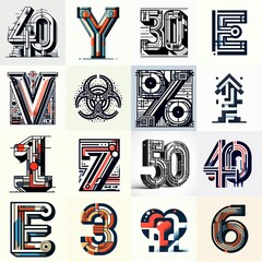 Bauhaus art style Lettering Typeface. AI generated illustration