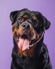Fototapeta premium close up of a Rottweiler is standing with its tongue out