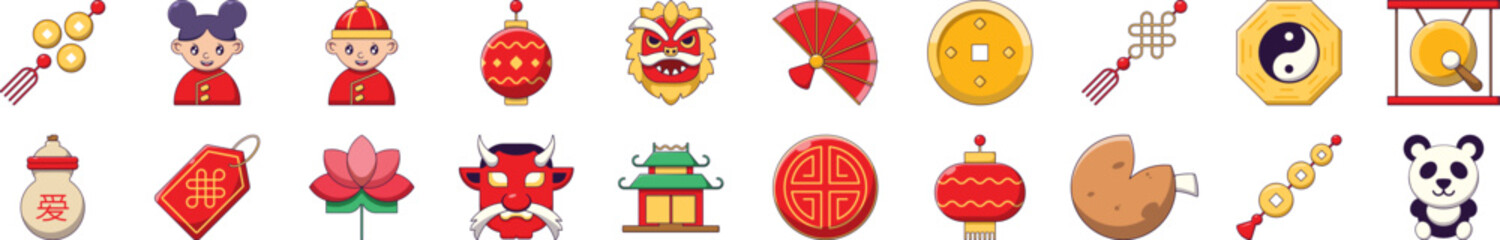 Chinese New Year Cartoon Illustrations for Various Purposes for Infographics, Books, Banners