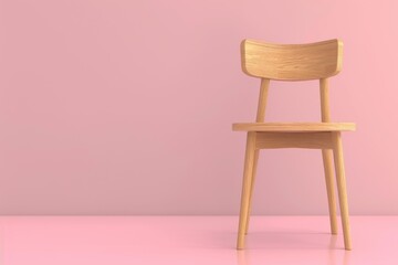 Minimalist Wooden Chair on Pink Background for Modern Interior Design and Home Decor
