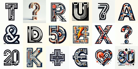 Fototapeta premium Bauhaus art style Lettering Typeface. AI generated illustration