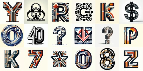 Bauhaus art style Lettering Typeface. AI generated illustration