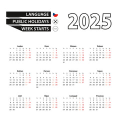 Calendar 2025 in Czech language, week starts on Monday.