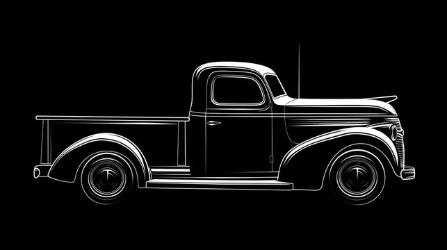 recommend clip art: Old Truck Silhouette. Abstract Back Business Art Design in Black Background