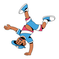 Vector Man Dancing Breakdance Sport Cartoon Illustration Isolated