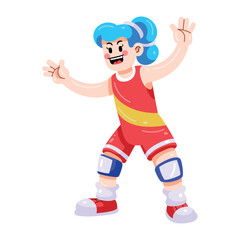 Vector Woman Surfing In Sea Cartoon Illustration Isolated