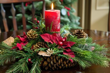 Centerpiece Christmas. Evergreen Pinecone Holiday Decor for Festive Centerpieces