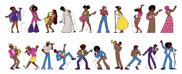 Vector Singers And Musicians Cartoon Characters Set Illustration Isolated