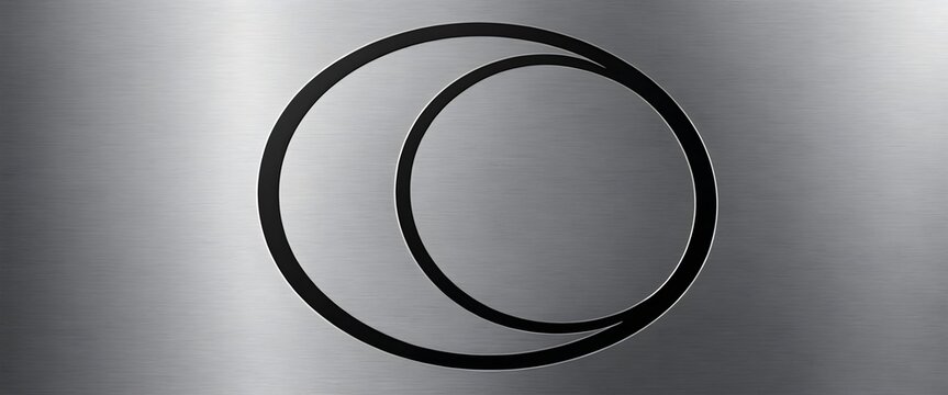 A banner with a sleek, metallic brushed steel background and a large, central circle of matte black for clear text placement. Multiple variations available