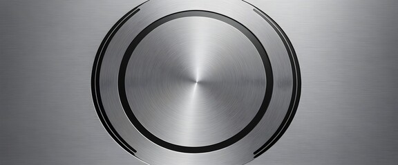 A banner with a sleek, metallic brushed steel background and a large, central circle of matte black for clear text placement. Multiple variations available