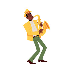 Vector Man Musician Saxophone jazz Band Cartoon Characters Illustration Isolated