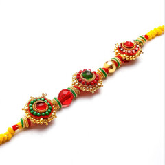 traditional treads rakhi on white background for raksha bandhan festival