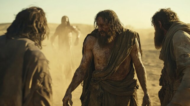 Men with leprosy disease.