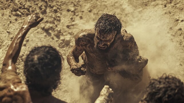 Men with leprosy disease.