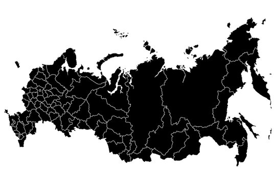 Editable and scalable vector illustration of the Russian administrative map with regional borders. EPS file format