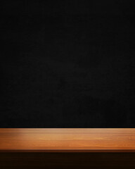 wooden tabletop with black background