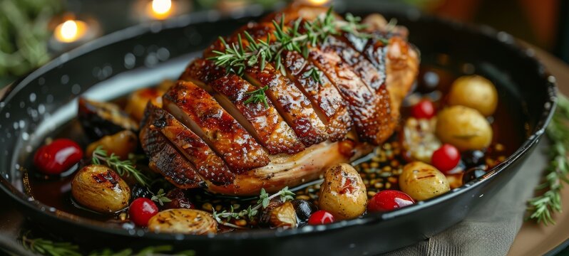 Turducken. A deboned chicken stuffed into a deboned duck, further stuffed into a deboned turkey, seasoned and roasted to perfection.
