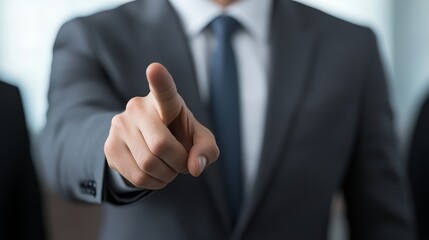 A close-up of a sales executive making a persuasive presentation to potential clients, with polished visual aids and confident body language