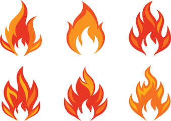 Vector silhouette Fire symbol image set Ai generative