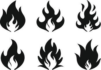 Vector silhouette Fire symbol image set Ai generative