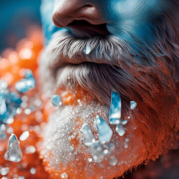 Close up of man frozen beard