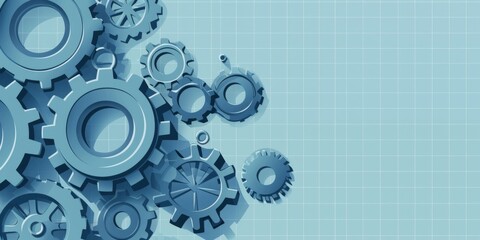 Informative Infographic Title with Gears on a Grey and Blue Background, a Clean and Professional Presentation for Clear Data Visualization