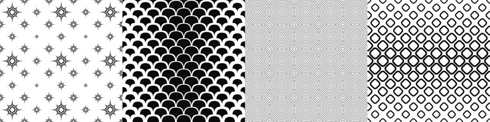 Fototapeta premium Black and white pattern collection