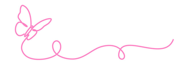 Butterfly drawing with one continuous neon line. Minimalistic linear design of beautiful butterfly for business, social media. Vector illustration © Sviatlana