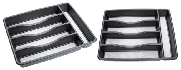 Kitchen drawer organizer for forks, knives, spoons. Classic large silverware plastic tray 5 compartments. Kitchen drawer organizer soft grip lining and non-slip rubber feet. BPA-Free