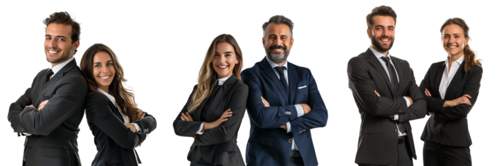 Untitled design - A set of A cheerful business man and woman in a formal suit arms connected