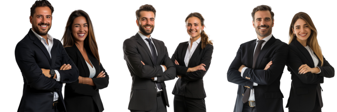 Untitled design - A set of A cheerful business man and woman in a formal suit arms connected (2)