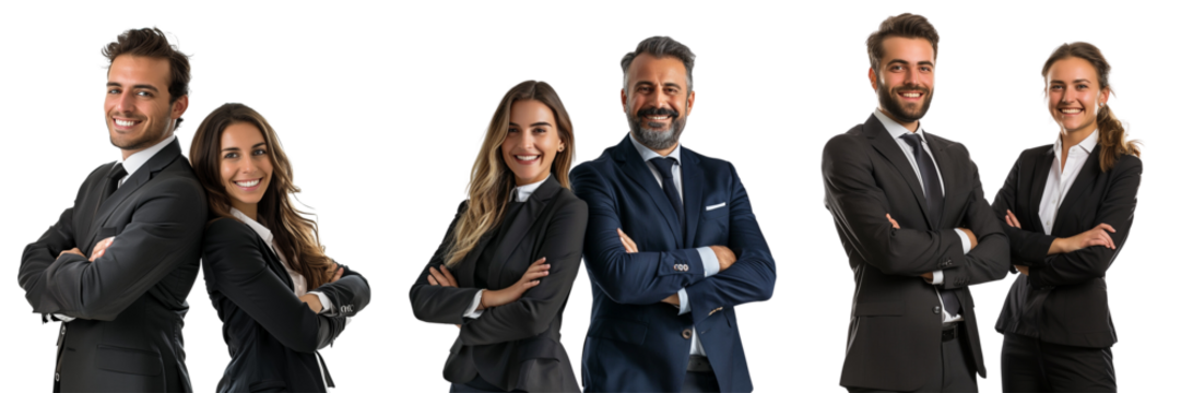 Untitled design - A set of A cheerful business man and woman in a formal suit arms connected