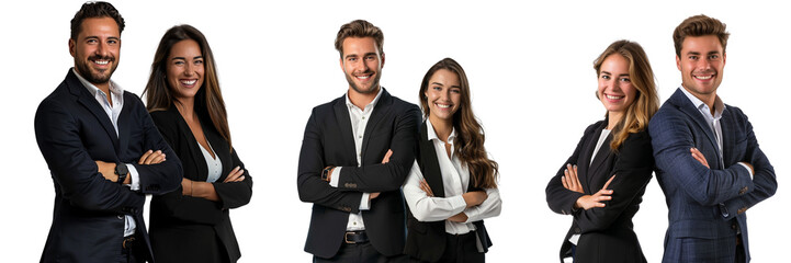 Untitled design - A set of A cheerful business man and woman in a formal suit arms connected
