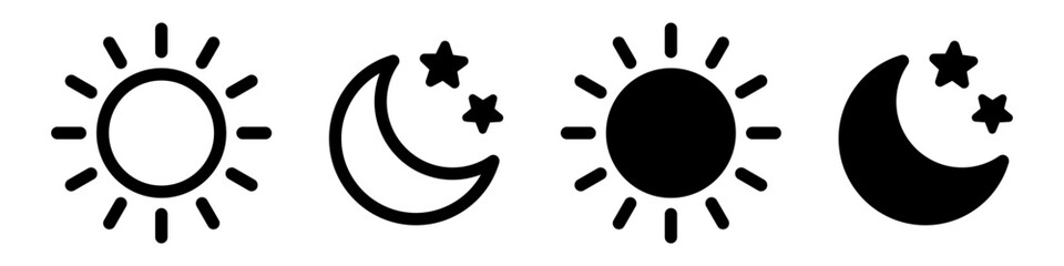 Sun icon and moon icon illustration isolated vector sign symbol.