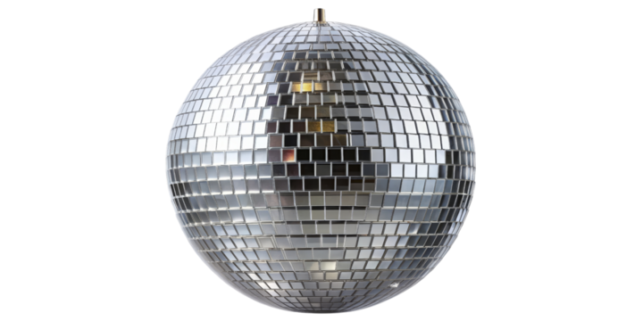 Silver Disco Ball on Black Background