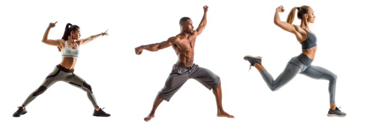 Untitled design - A set of A fitness instructor in workout gear mid-pose (2)