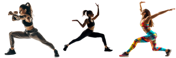 Untitled design - A set of A fitness instructor in workout gear mid-pose (3)