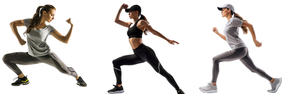 Untitled design - A set of A fitness instructor in workout gear mid-pose