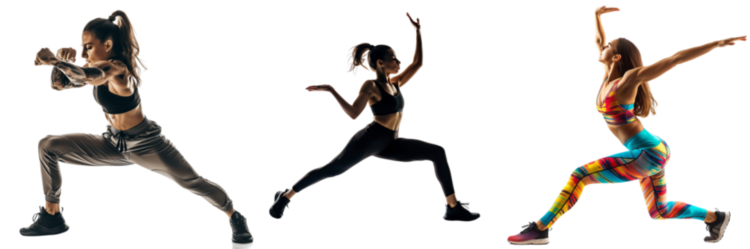 Untitled design - A set of A fitness instructor in workout gear mid-pose (3)