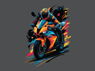 Extreme dirt bike cartoon vector illustration biker 